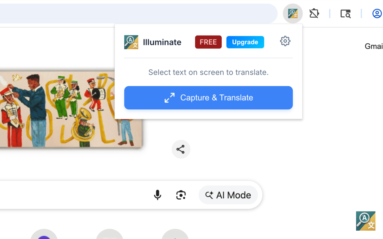 Extension popup with Capture & Translate button